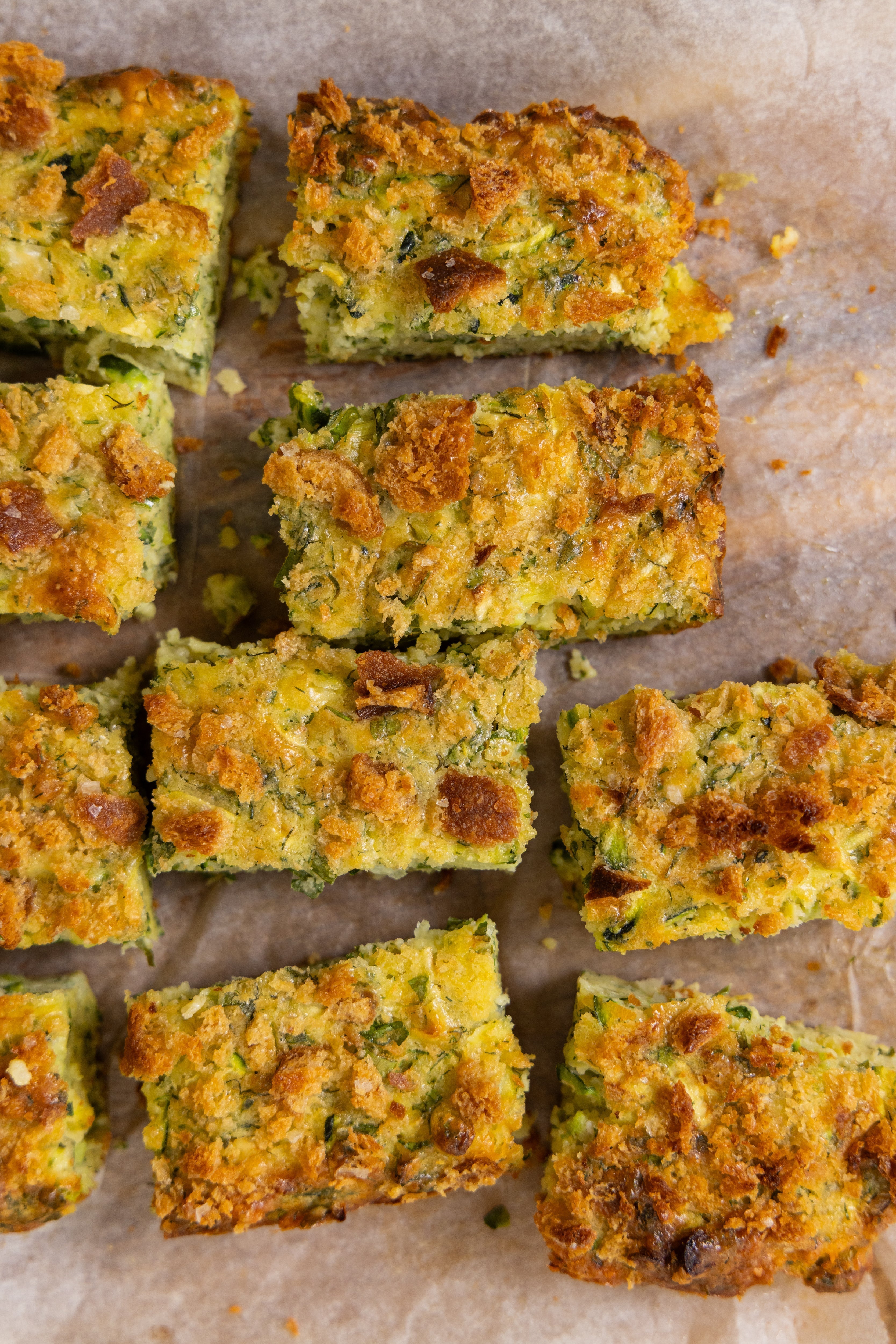 Zucchini, herb and spring onion slice with a crunchy top