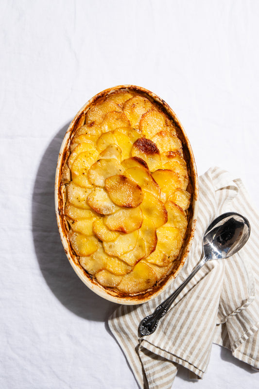 Lemon and artichoke potato gratin