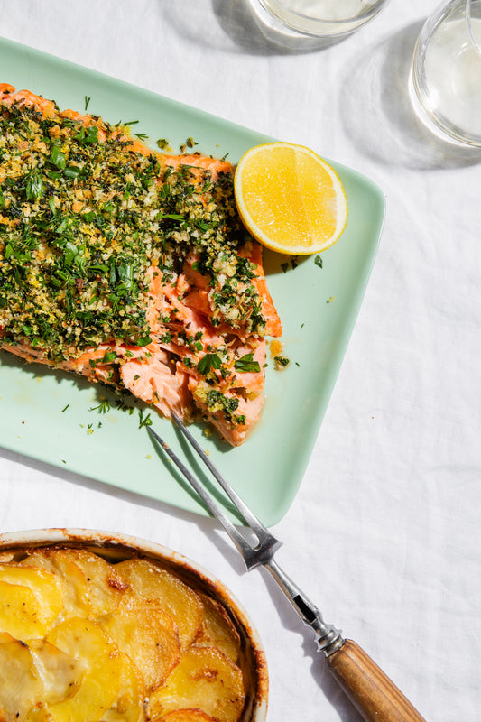 Herb crumbed trout