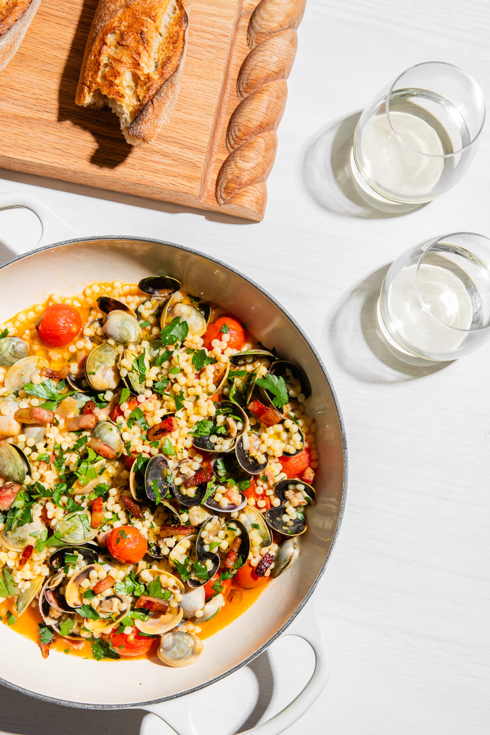 Vongole and guanciale fregola