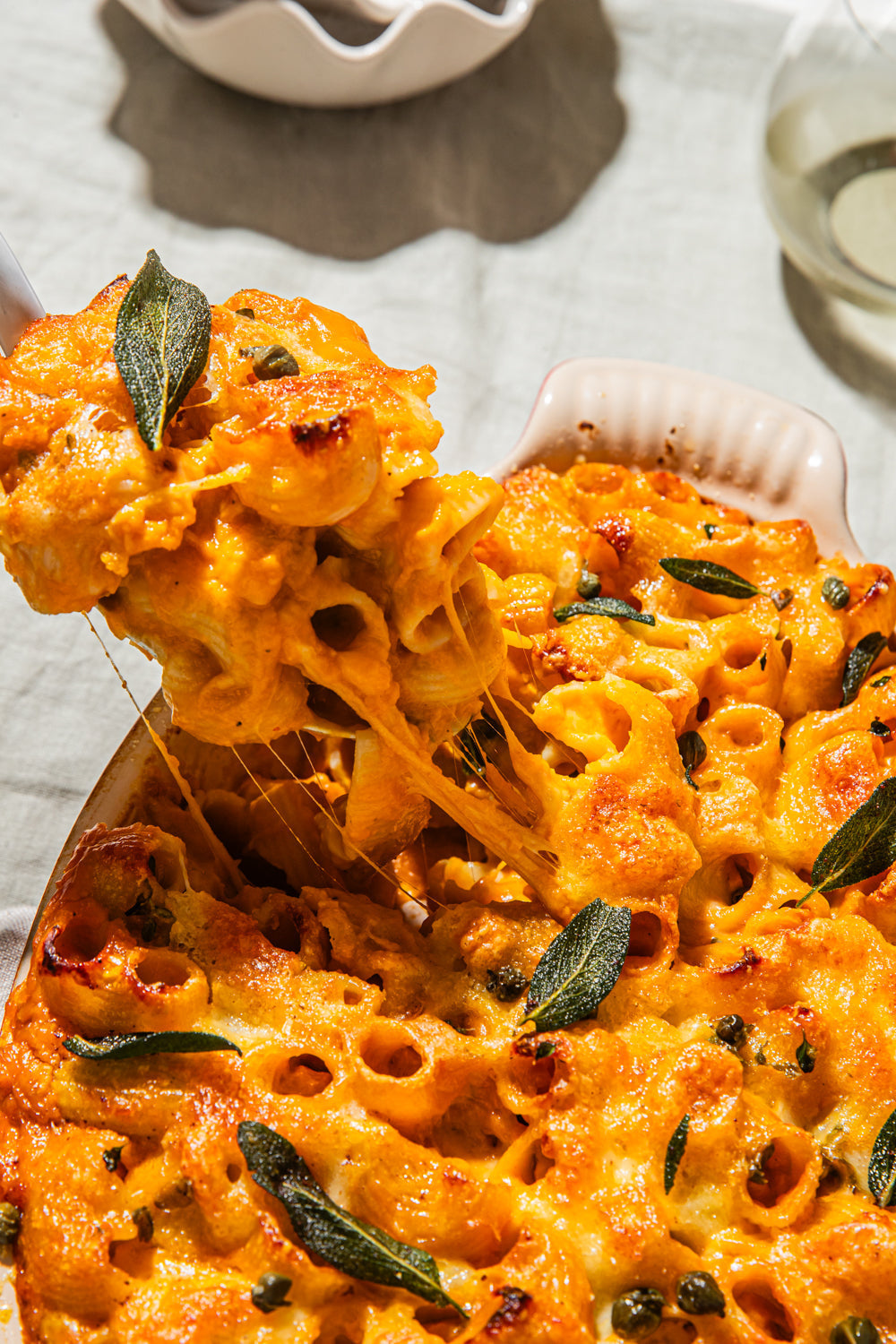 Roast pumpkin pasta bake with burnt butter and sage