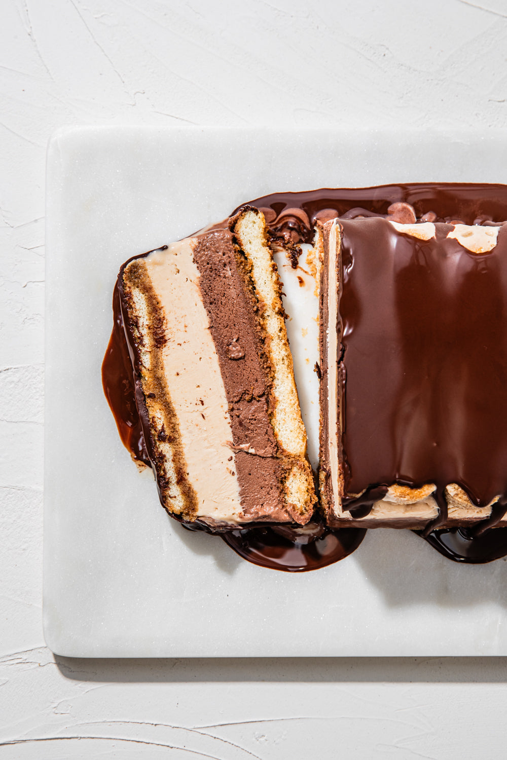 Chocolate and hazelnut ice cream cake