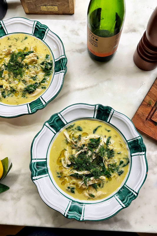 My creamy lemon, chicken, pasta and greens soup