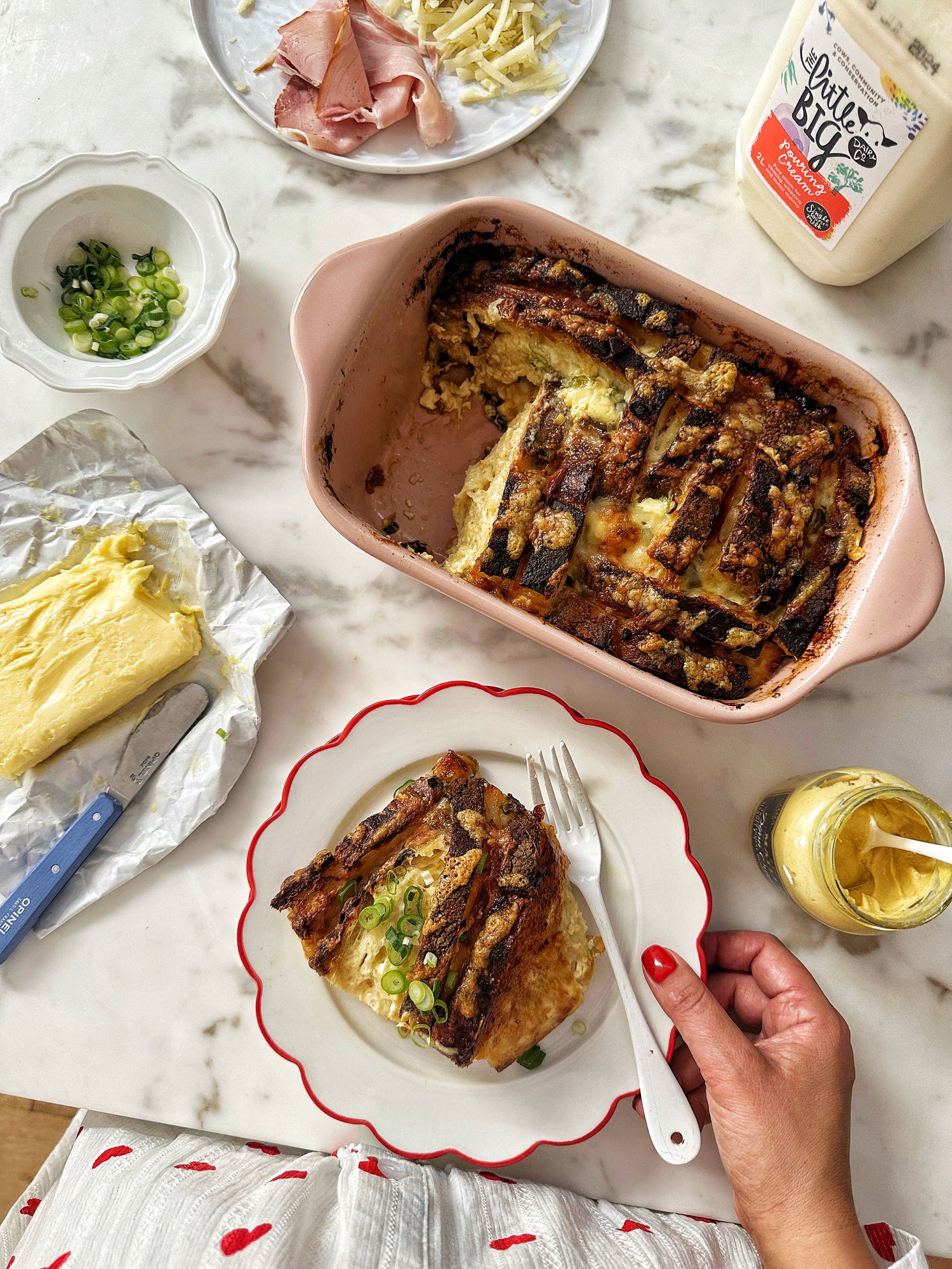 My savoury bread and butter pudding starring Little Big Dairy