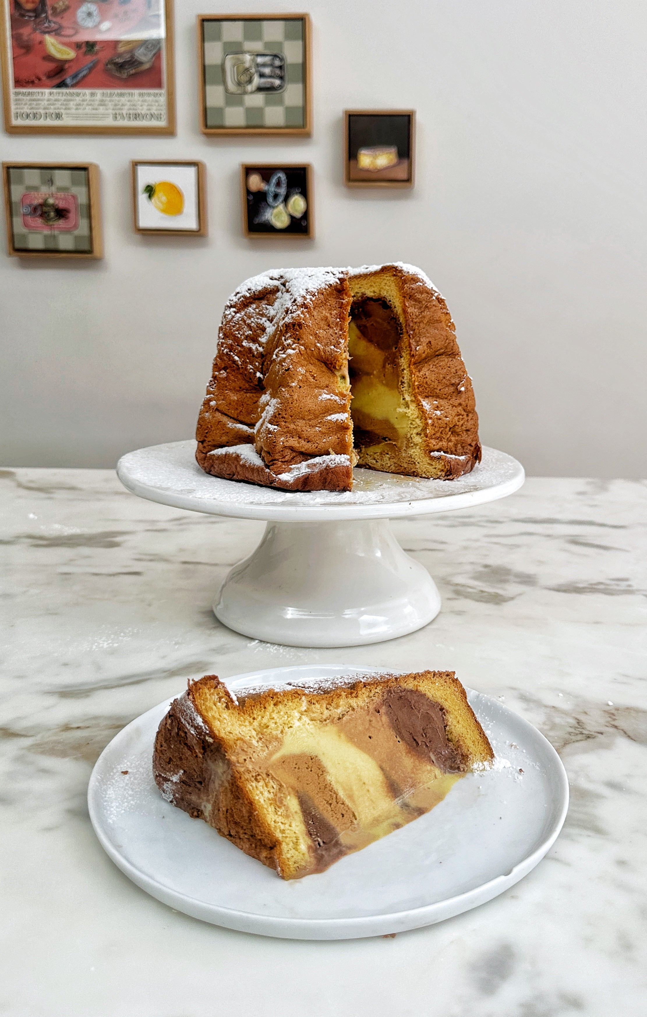 Gelato filled pandoro (Italian sweet bread)