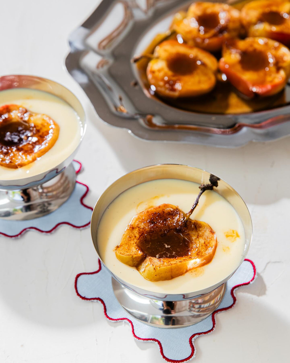 Custard and caramel apples