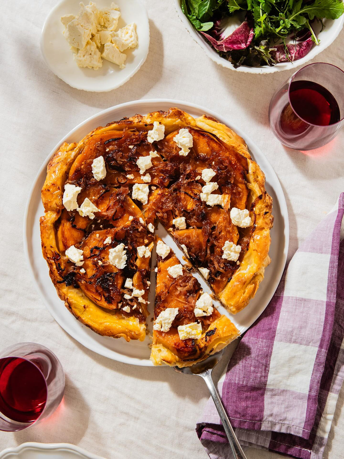 Pumpkin and agrodolce onion Tarte Tatin