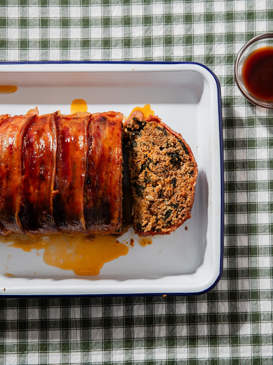 Glazed, bacon wrapped meatloaf