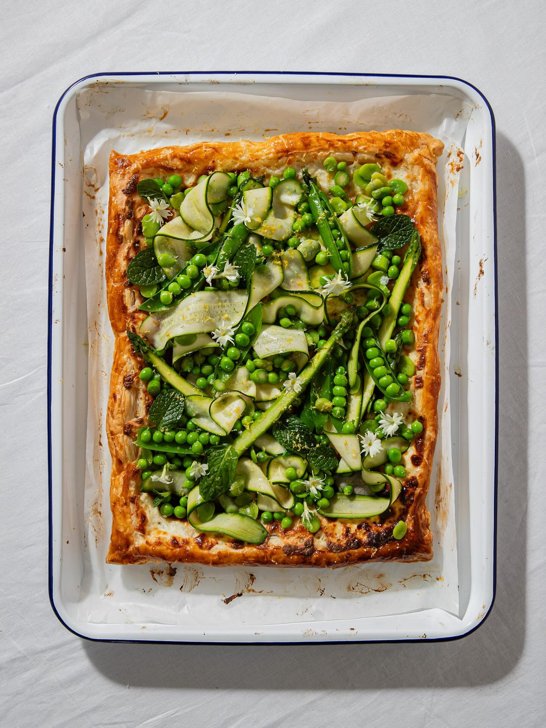 Spring green ricotta tart
