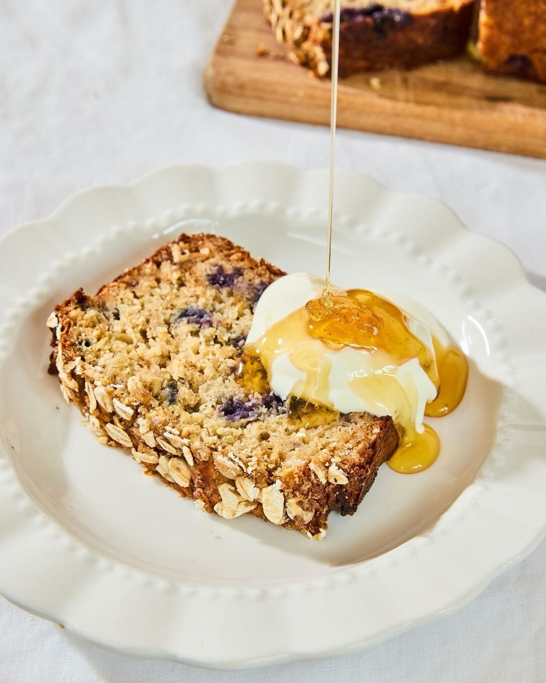 Apple, honey, blueberry, lemon and cake