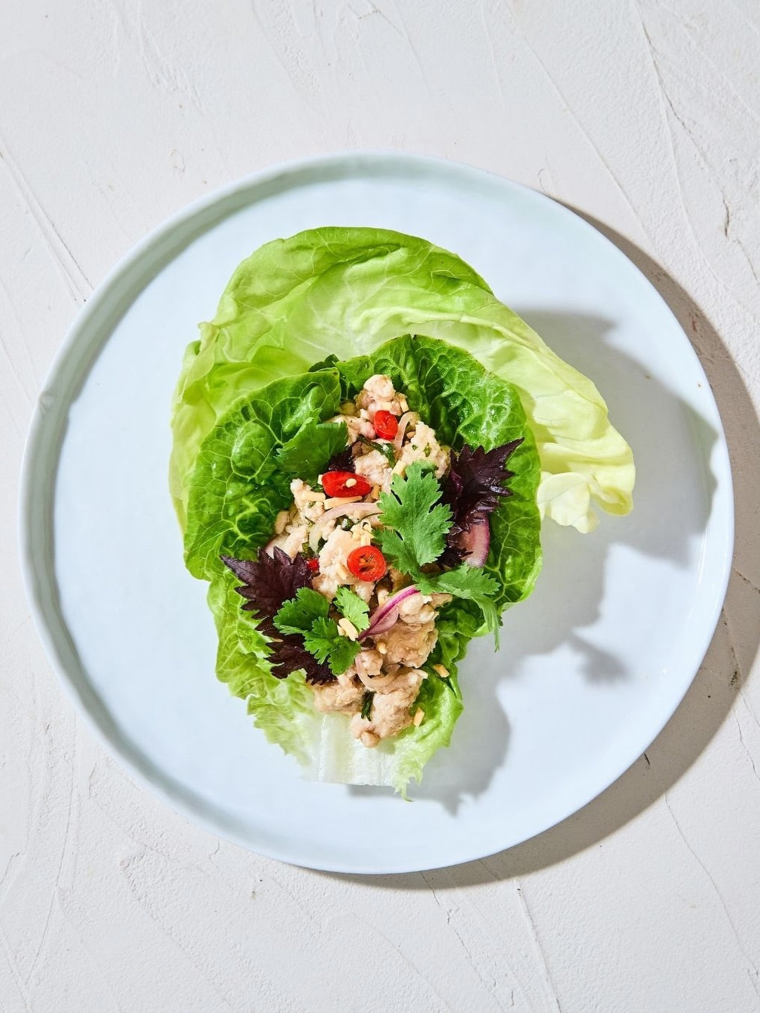 Thai-style chicken mince in lettuce cups