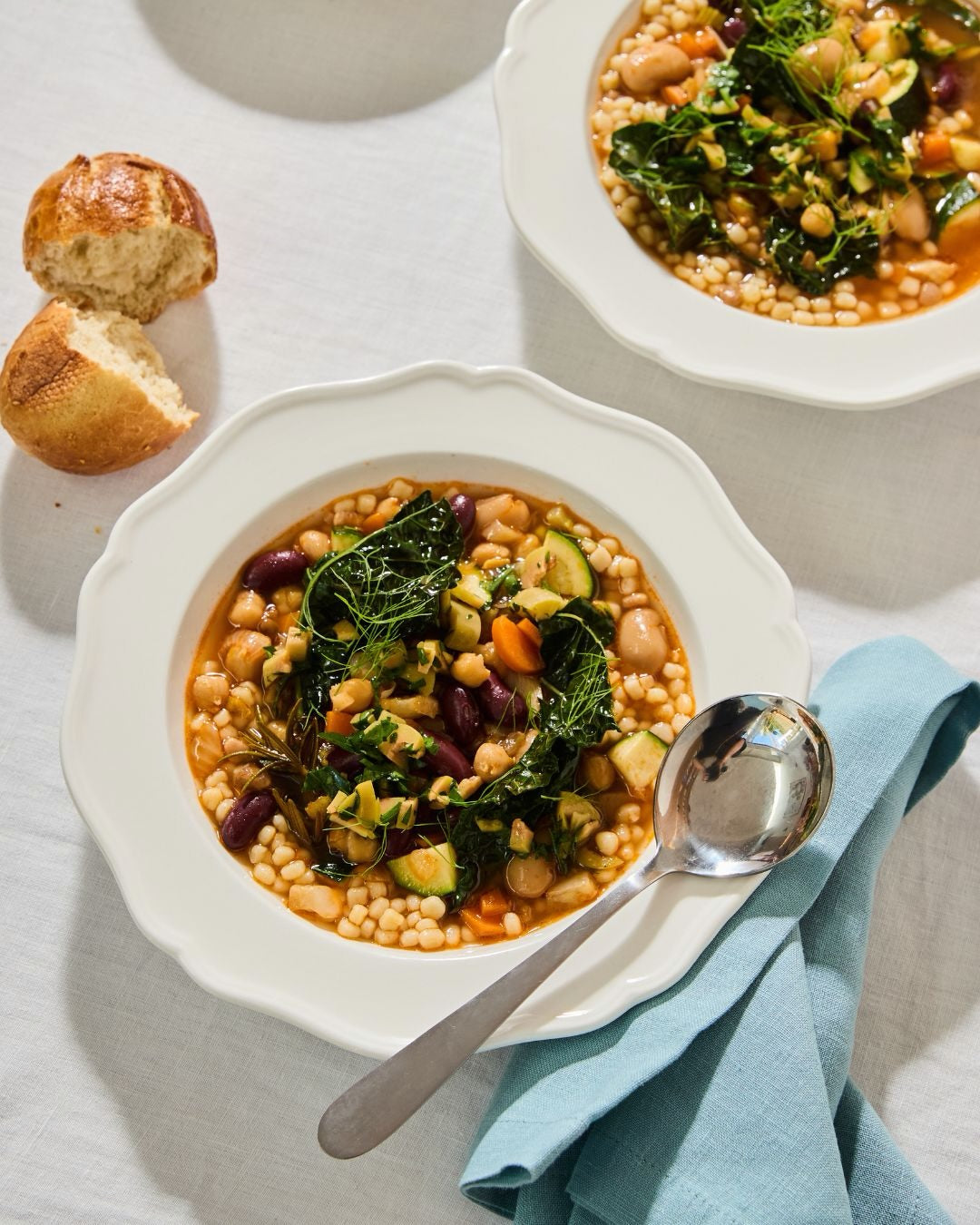 Longevity soup with olive salsa