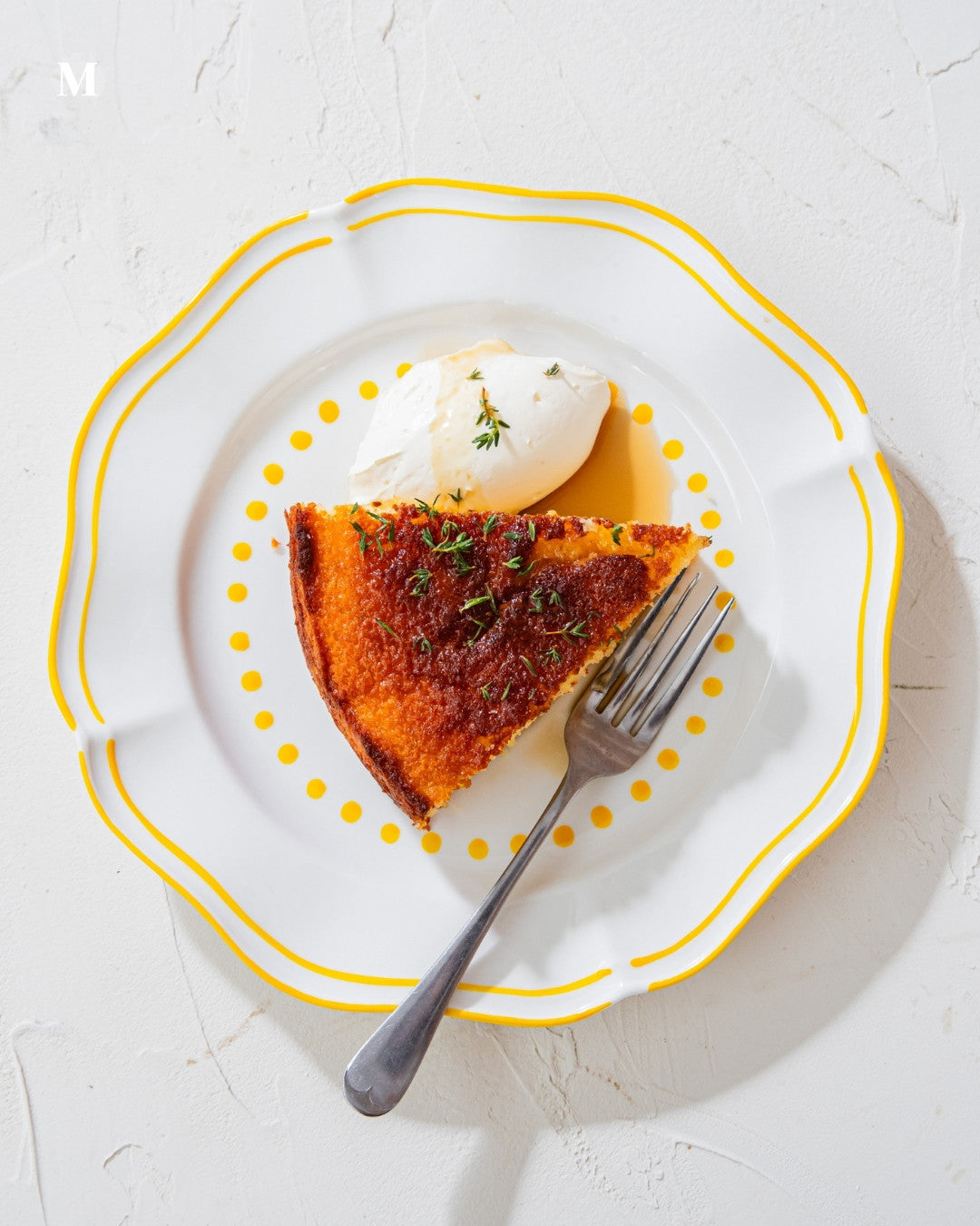 Caramelised pear and yoghurt cake with lemon thyme syrup