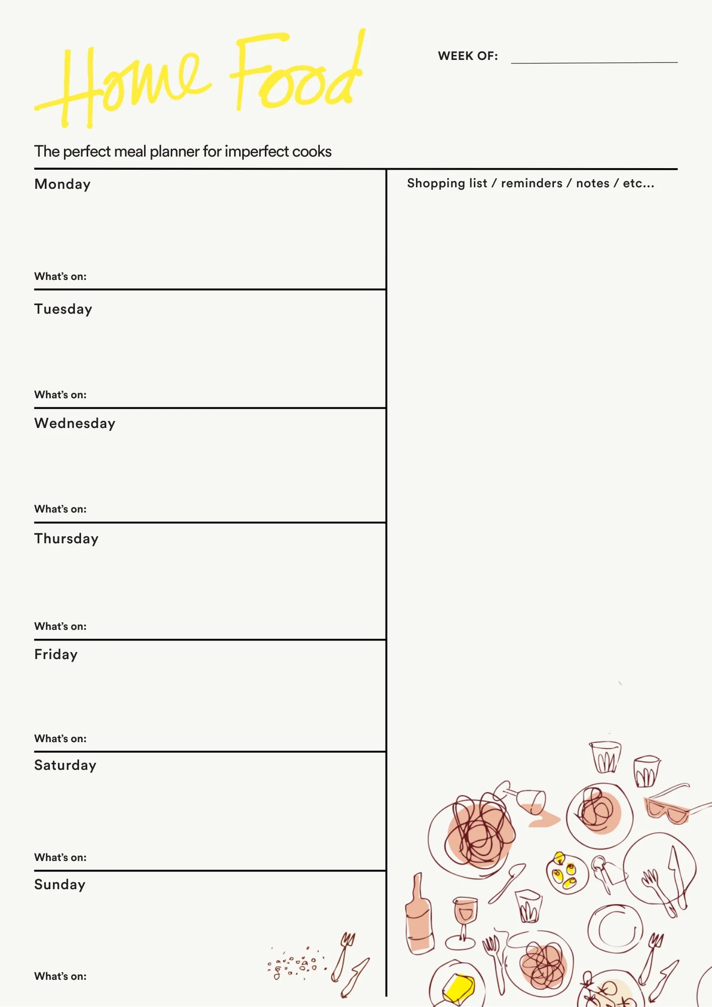 Home Food Meal Planner Fridge Magnet